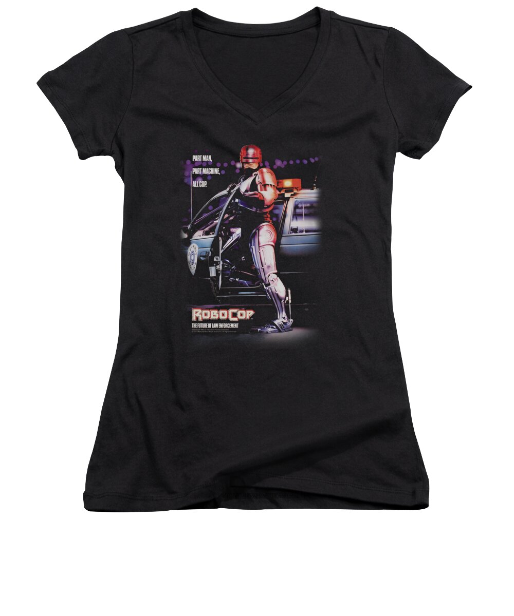  Women's V-Neck featuring the digital art Robocop - Poster by Brand A