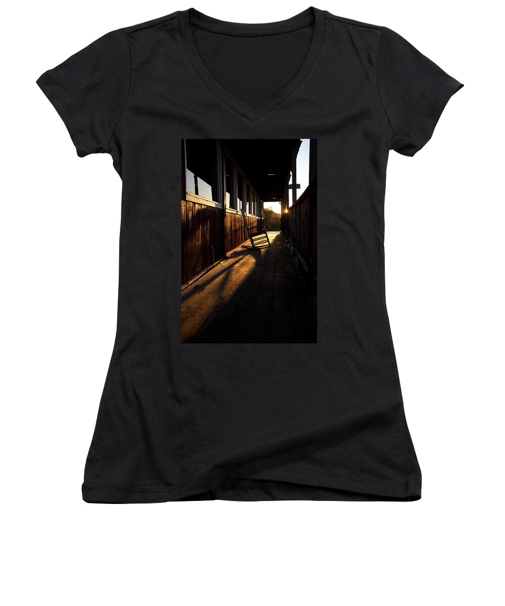Louisiana Women's V-Neck featuring the photograph Rockin' The Sunset by Ron Weathers