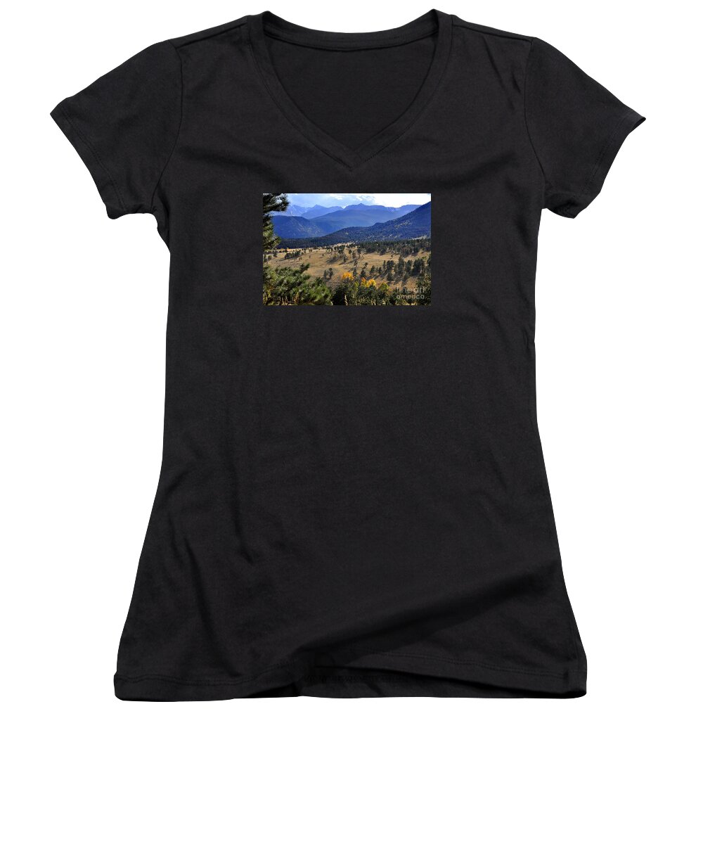 Nature Women's V-Neck featuring the photograph Rocky Mountain Evening by Nava Thompson
