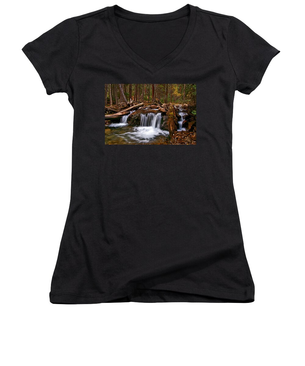 Colorado Women's V-Neck featuring the photograph Running Down Antero by Jeremy Rhoades