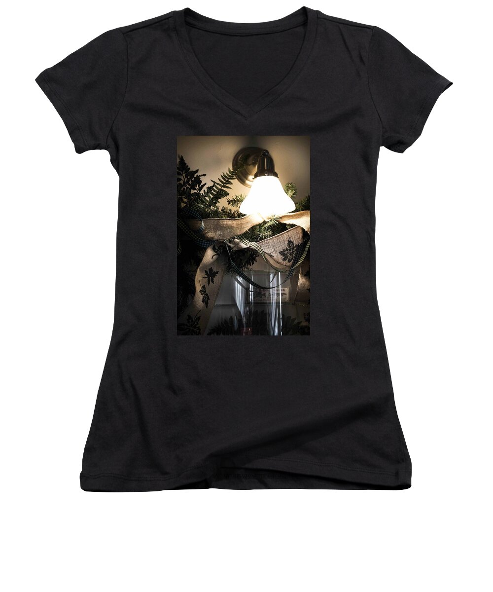 Rustic Women's V-Neck featuring the photograph Rustic Holiday by Patricia Babbitt