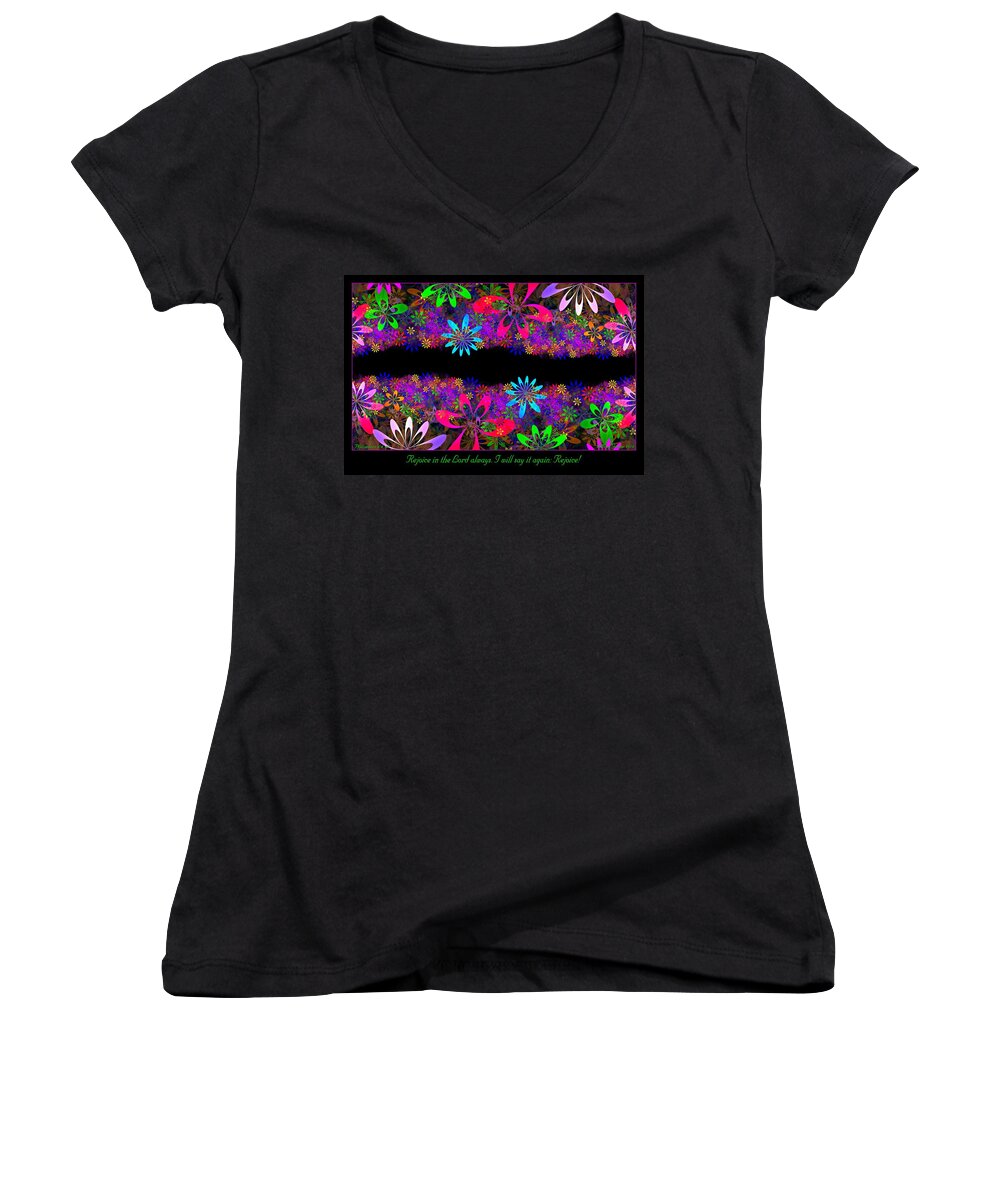 Fractal Women's V-Neck featuring the digital art Say It Again by Missy Gainer