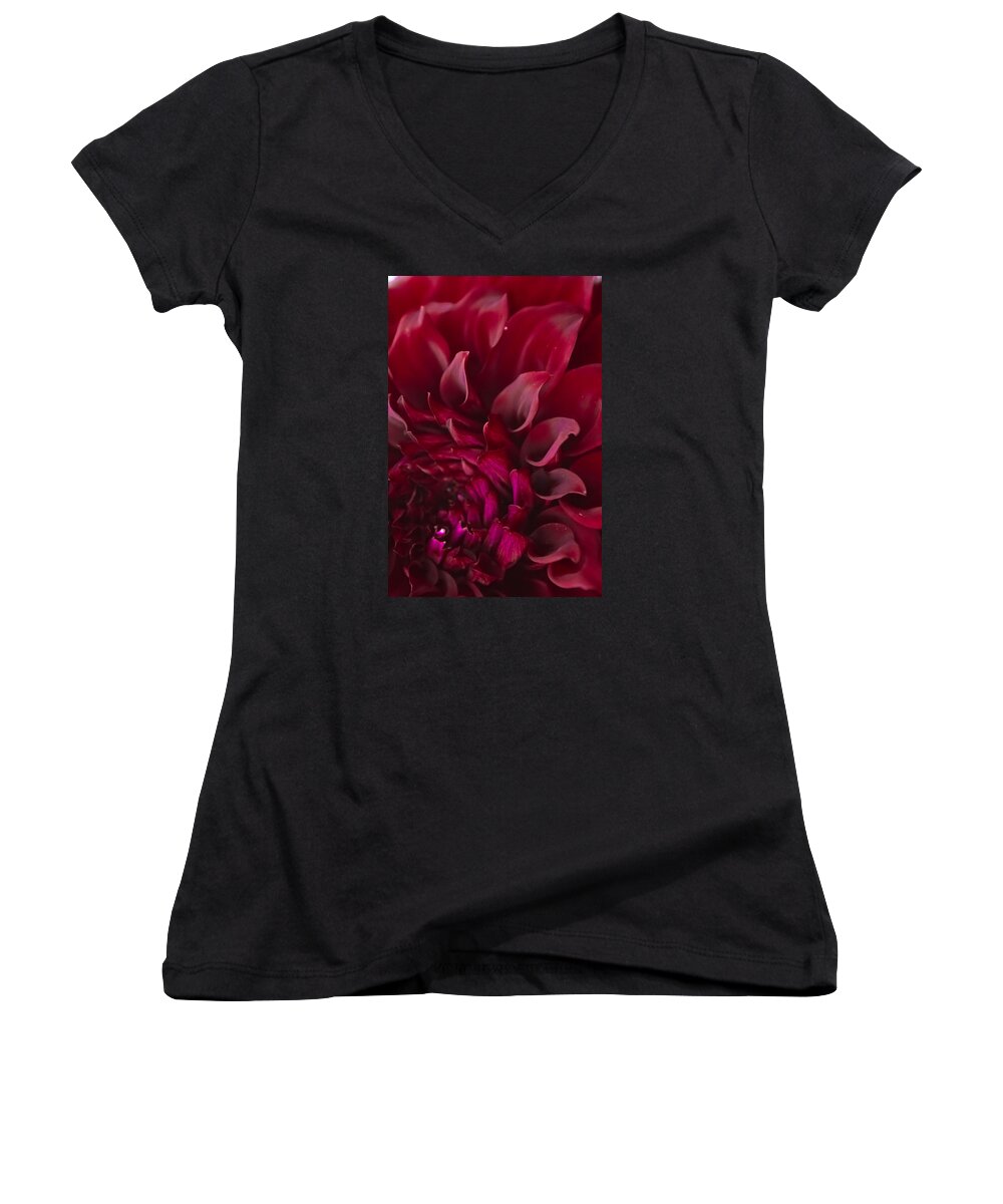 Red Women's V-Neck featuring the photograph Scarlet Spiral by Joel Loftus
