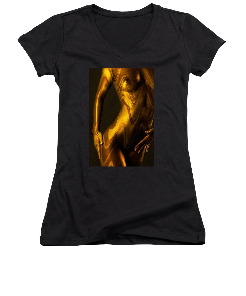 Nude Women's V-Neck featuring the photograph Shades of Caramel by David Naman