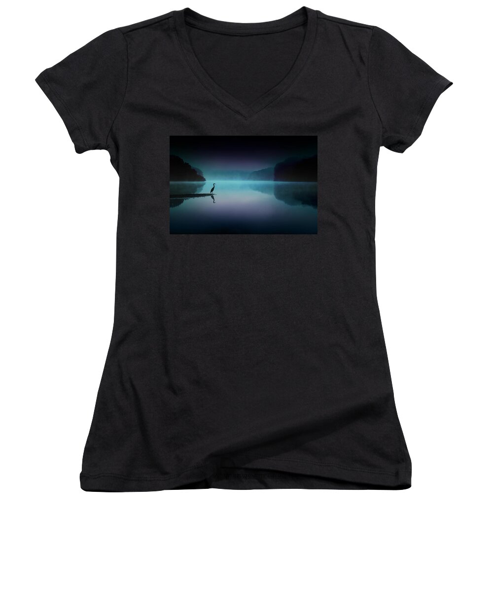 Serenity Women's V-Neck featuring the photograph Silent Night by Rob Blair