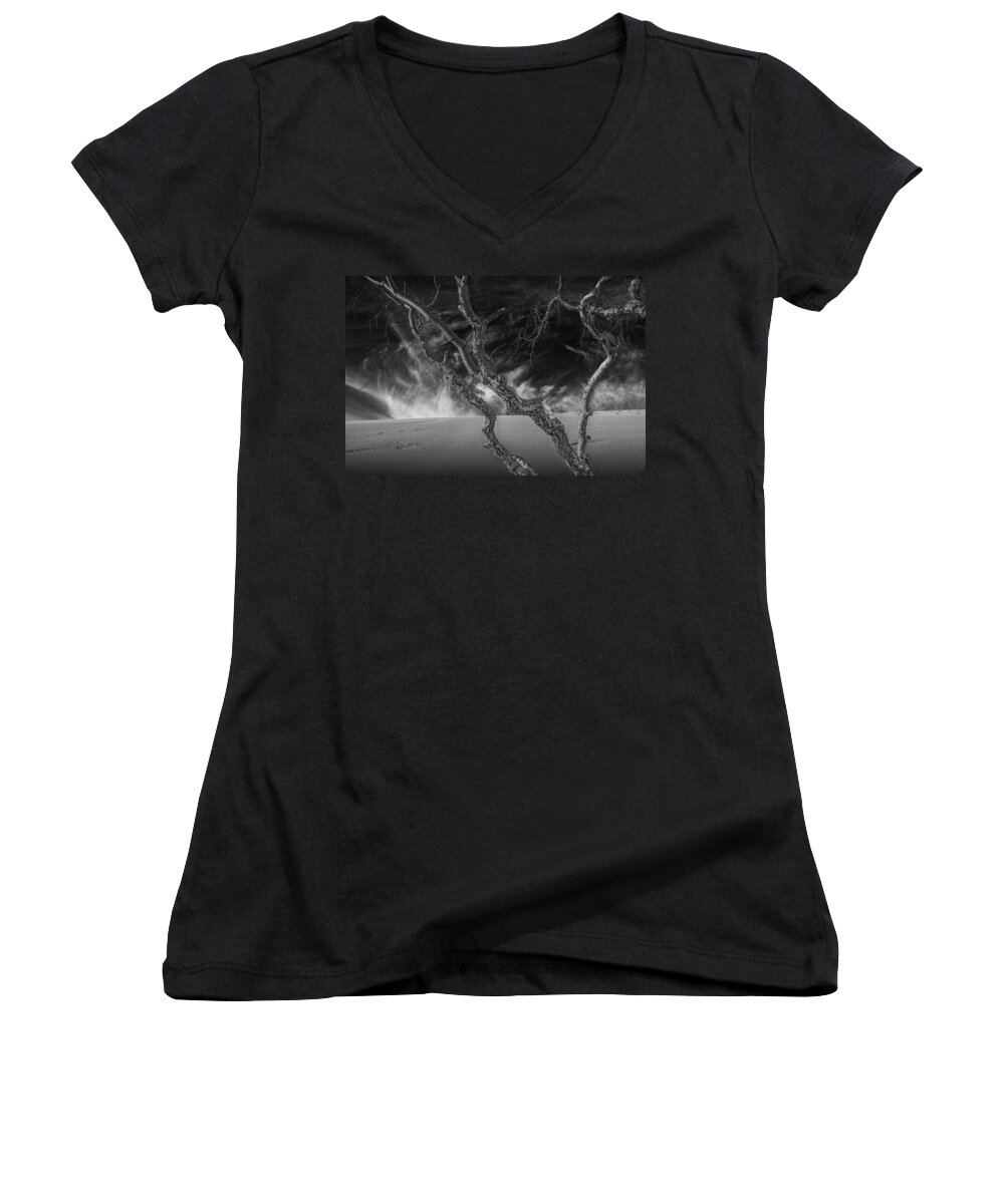 Art Women's V-Neck featuring the photograph Sleeping Bear Dunes and Smoky Clouds by Randall Nyhof