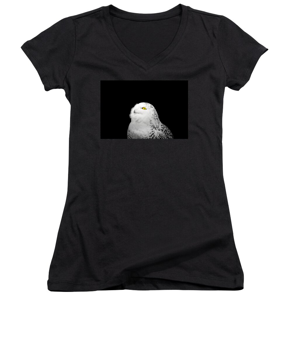 Animal Women's V-Neck featuring the photograph Snowy Owl by Peter Lakomy