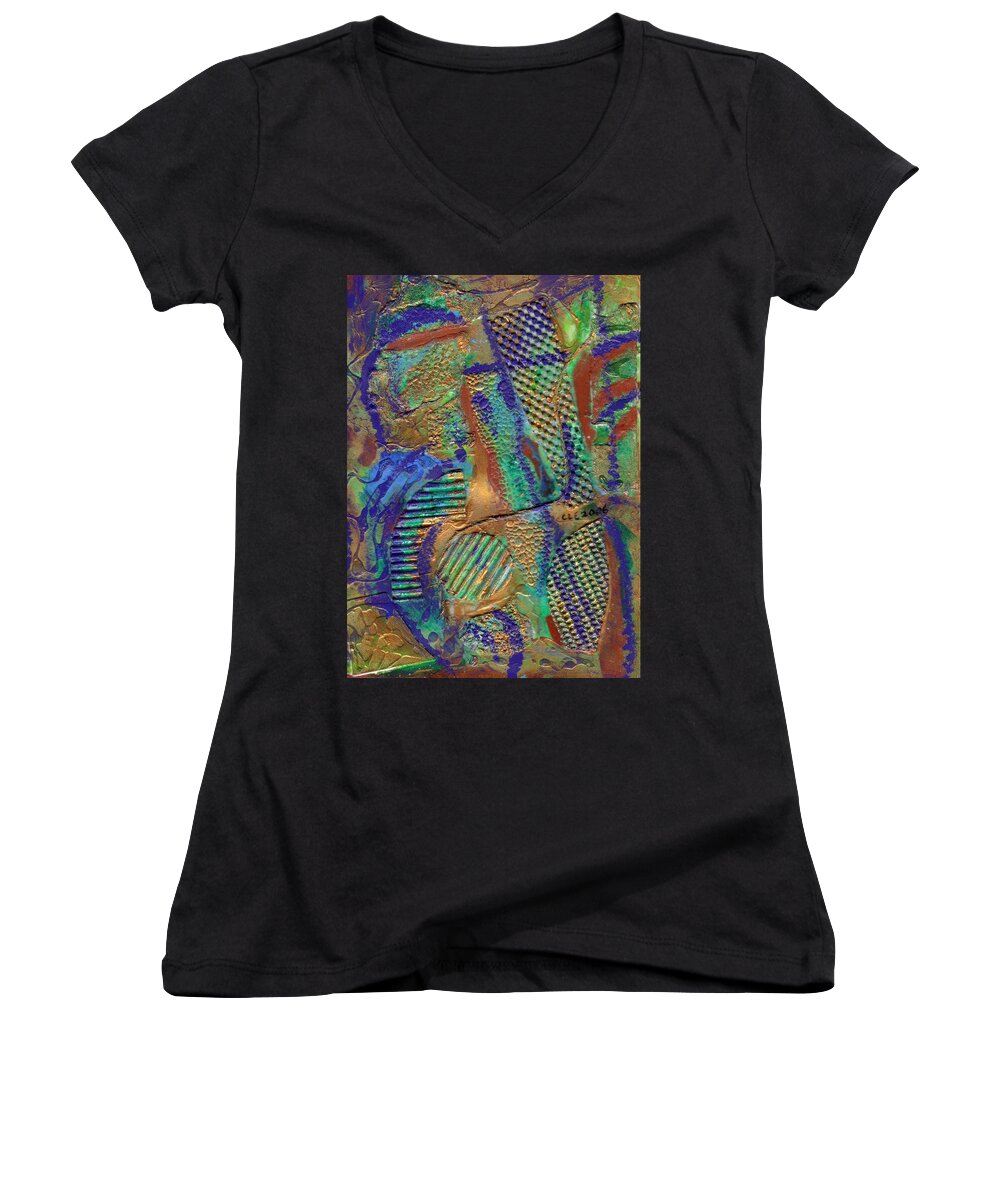 Painting Women's V-Neck featuring the painting Soothing and Such by Cleaster Cotton