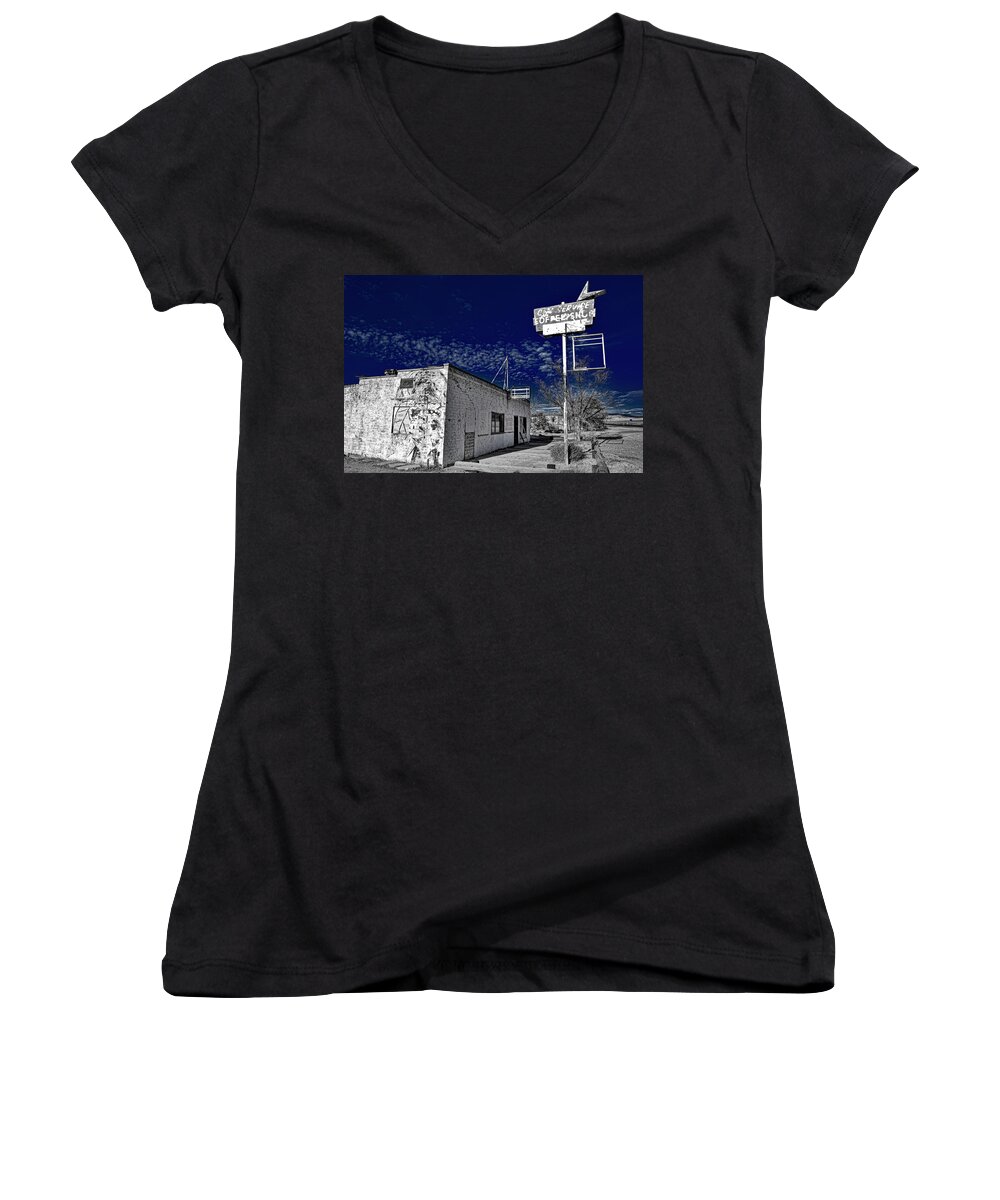 Abandoned Women's V-Neck featuring the photograph Sorry We Missed You by Spencer Hughes