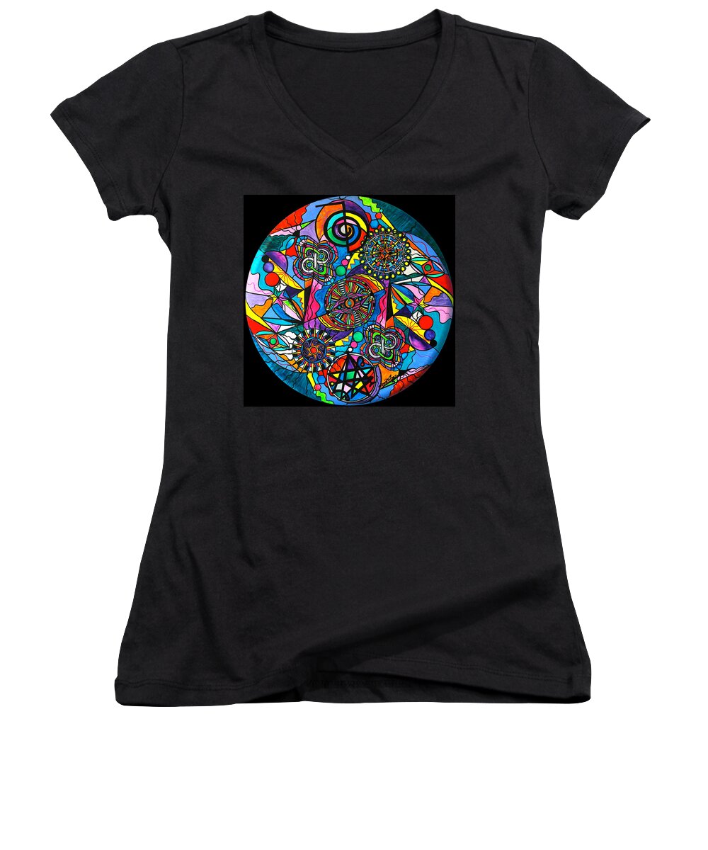 Vibration Women's V-Neck featuring the painting Soul Retrieval by Teal Eye Print Store