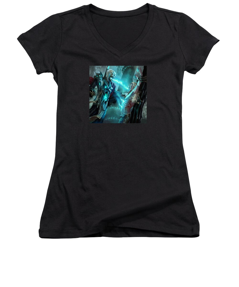 Lich Women's V-Neck featuring the digital art Soulfeeder by Ryan Barger