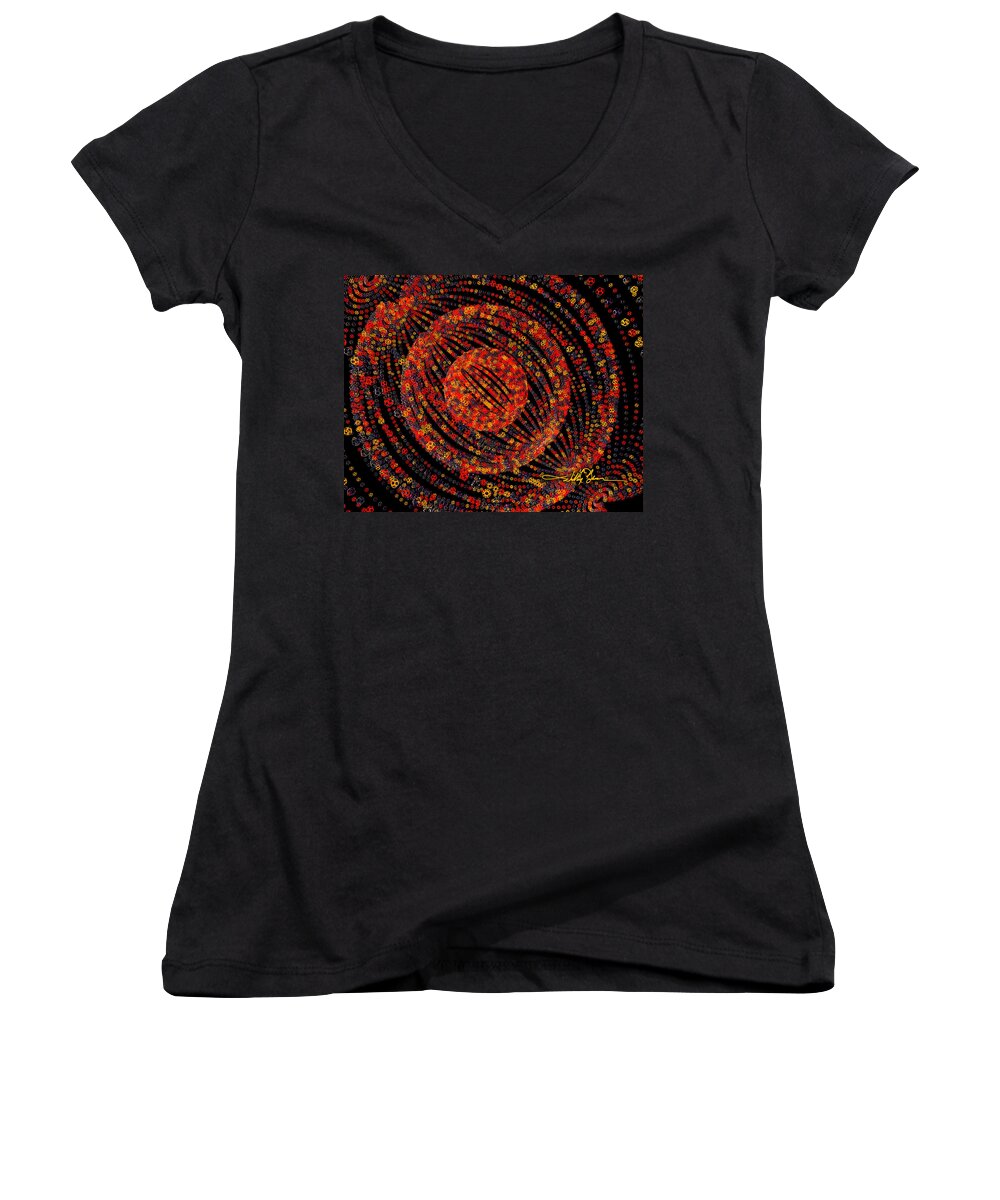 Abstract Women's V-Neck featuring the digital art Sphere Blast by William Ladson