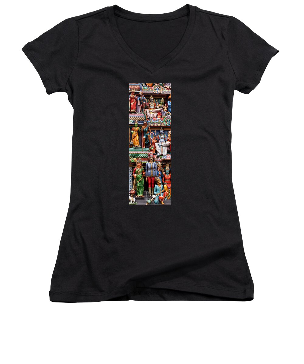 Bright Women's V-Neck featuring the photograph Sri Mariamman Temple 03 by Rick Piper Photography