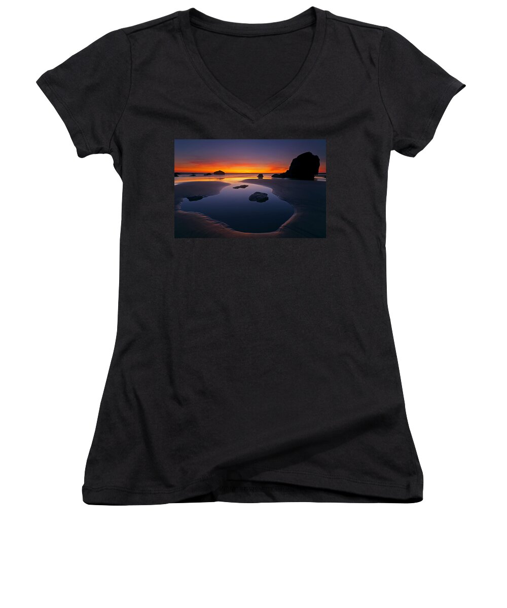 Stacks Women's V-Neck featuring the photograph Stacks and Stones by Michael Dawson