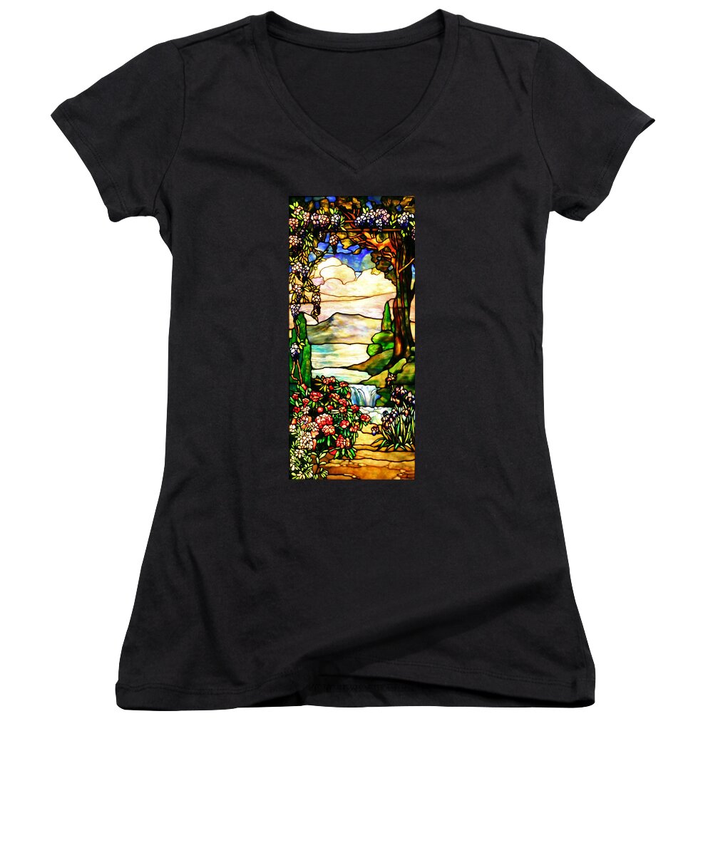 Tiffany Women's V-Neck featuring the photograph Stained Glass No Border by Kristin Elmquist