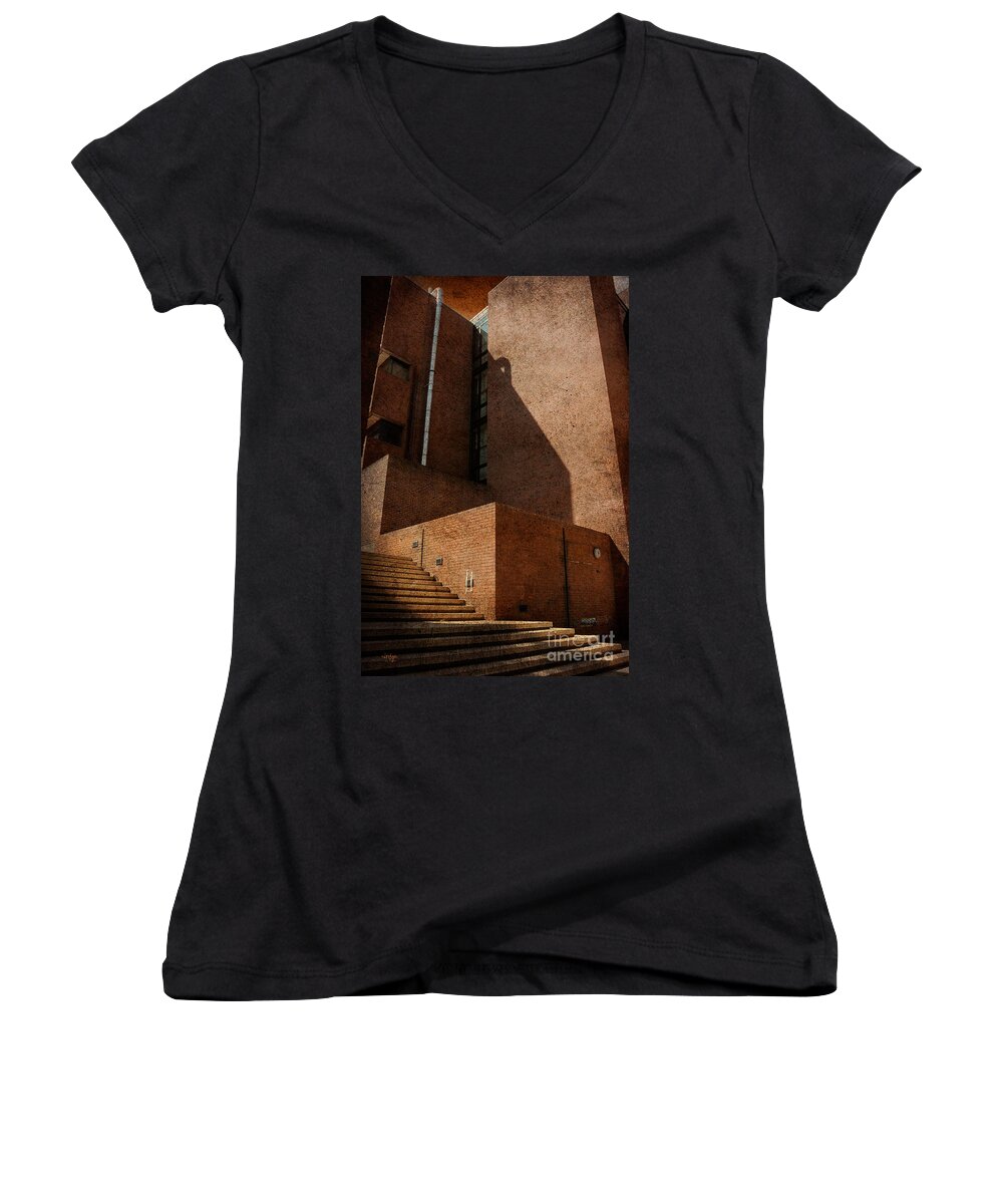 Stairs Women's V-Neck featuring the photograph Stairway to Nowhere by Lois Bryan