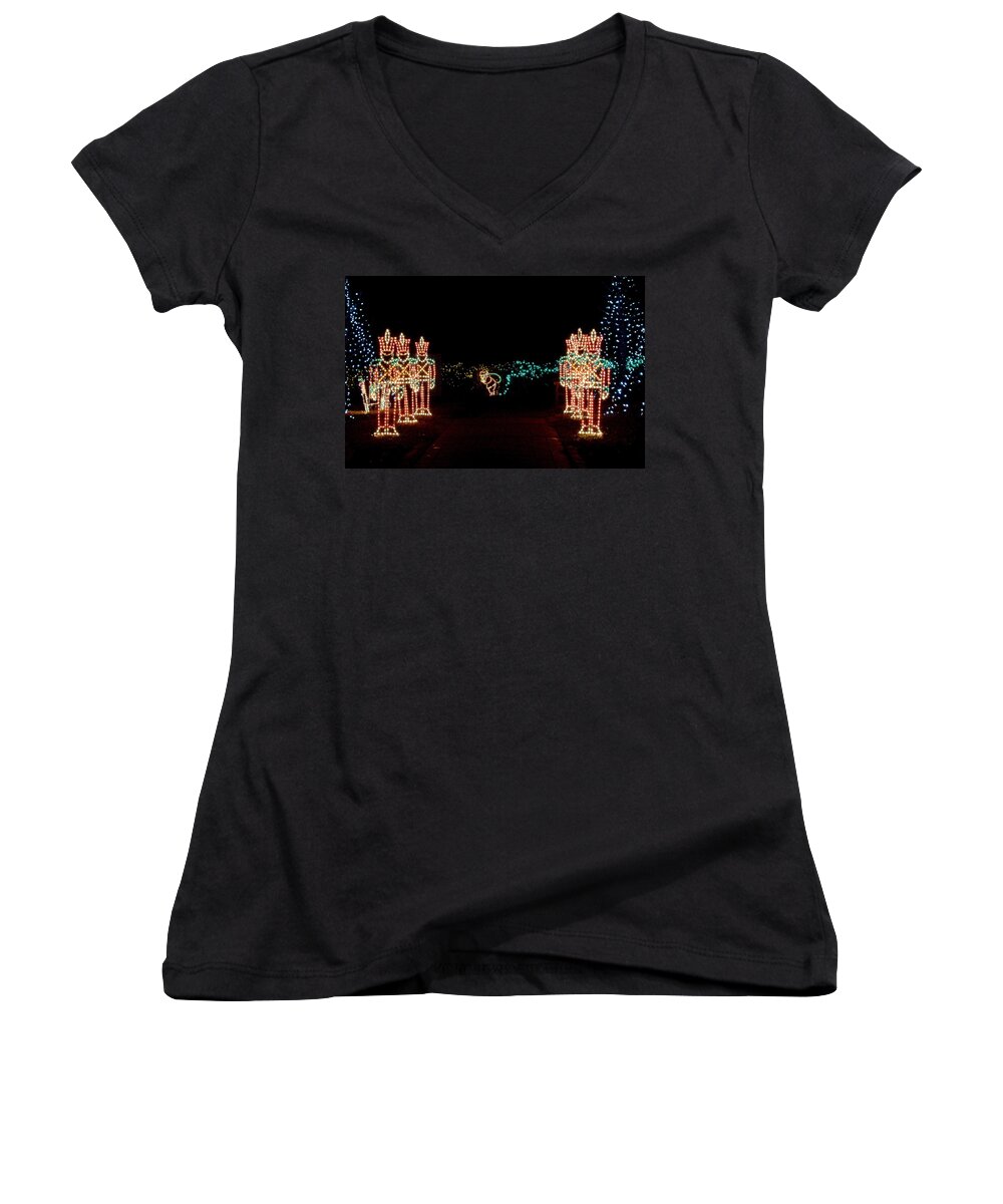 Fine Art Women's V-Neck featuring the photograph Standing Guard by Rodney Lee Williams