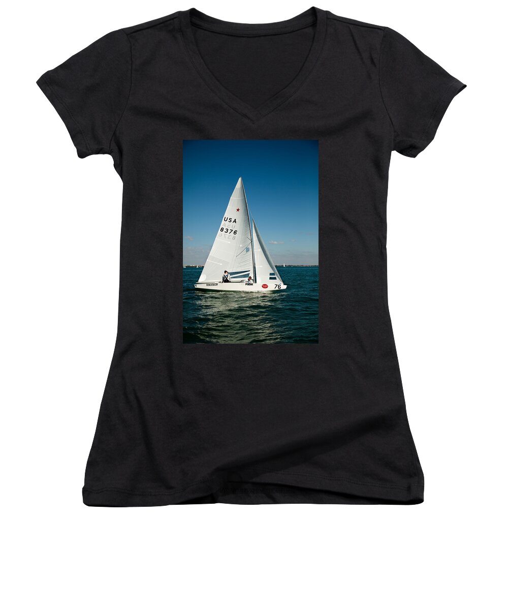 Star Sailboat Women's V-Neck featuring the photograph Star Sailboat by David Smith