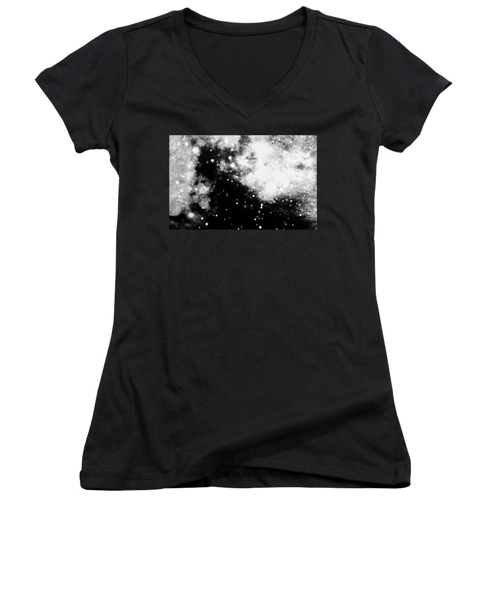 Art Women's V-Neck featuring the photograph Stars And Cloud-like Forms In A Night Sky by Duane Michals