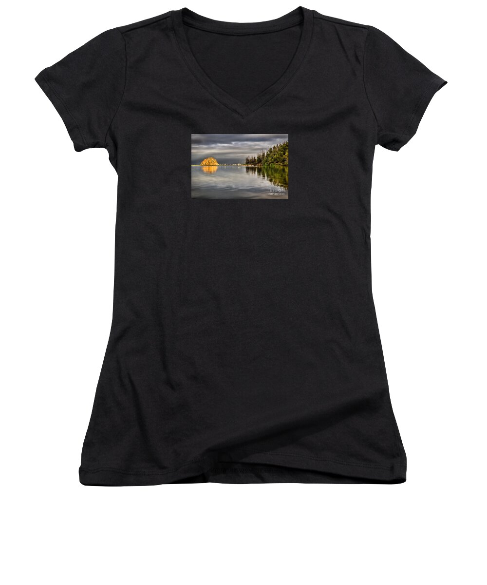 Morro Bay Women's V-Neck featuring the photograph Storm Light by Alice Cahill