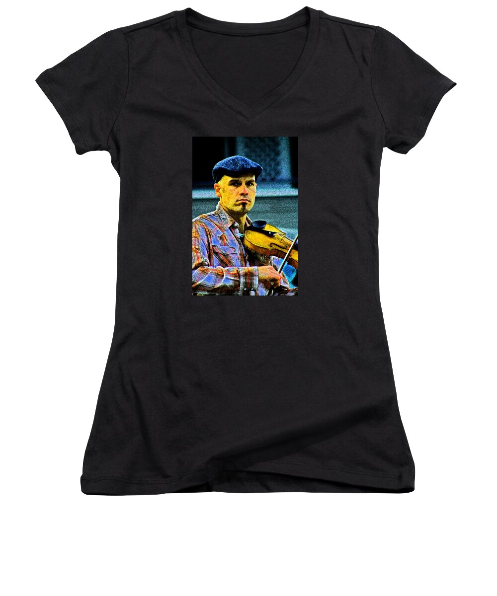 Violin Women's V-Neck featuring the photograph My String Instrument by Joseph Coulombe