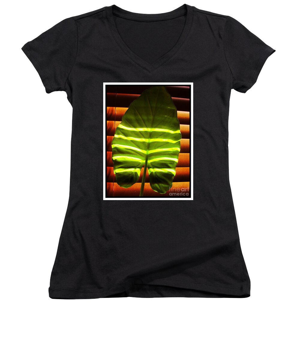 Stripes Women's V-Neck featuring the photograph Stripes Of Light by Nina Ficur Feenan
