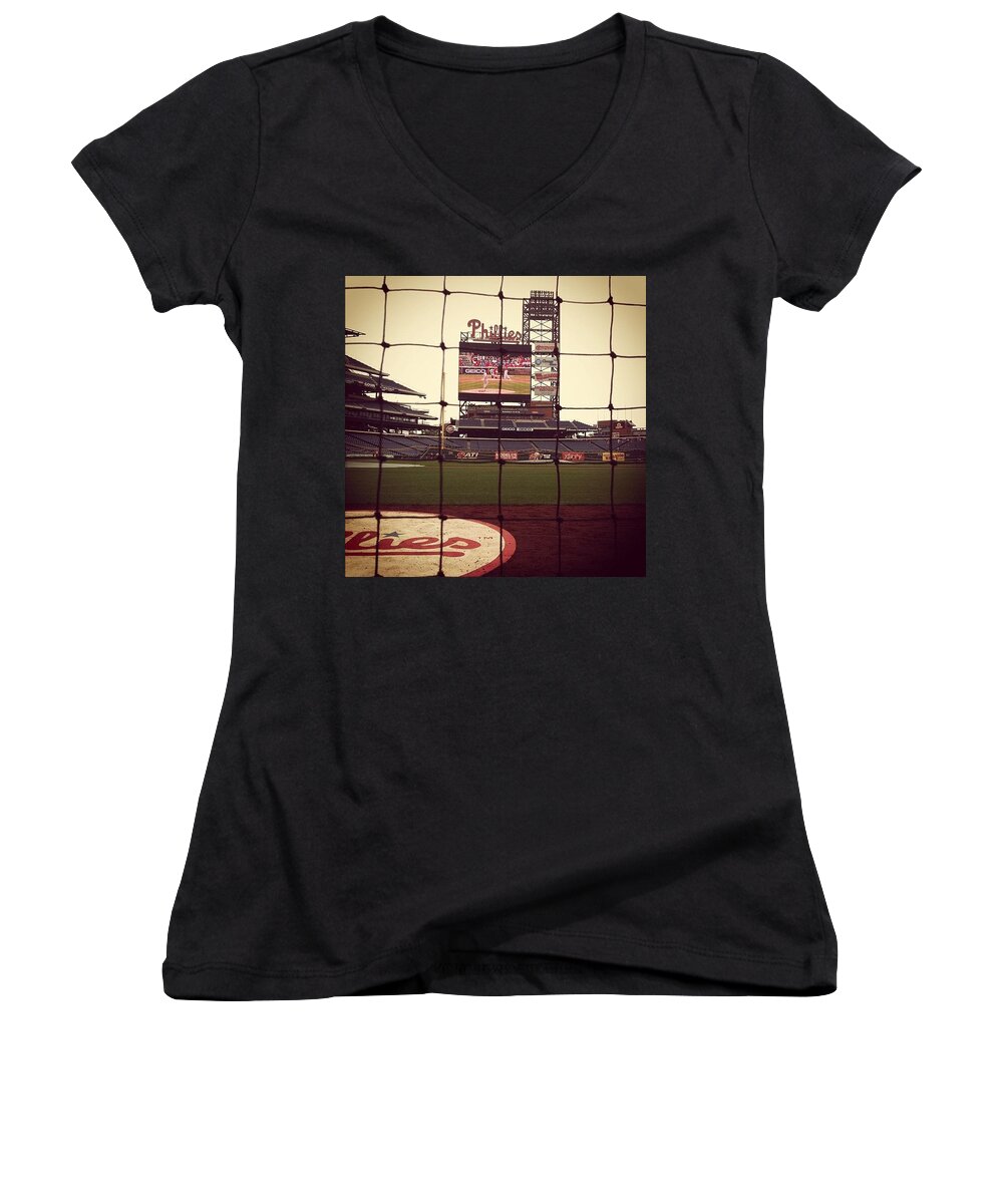 Phillies Women's V-Neck featuring the photograph Such An Amazing Experience. I'm by Katie Cupcakes
