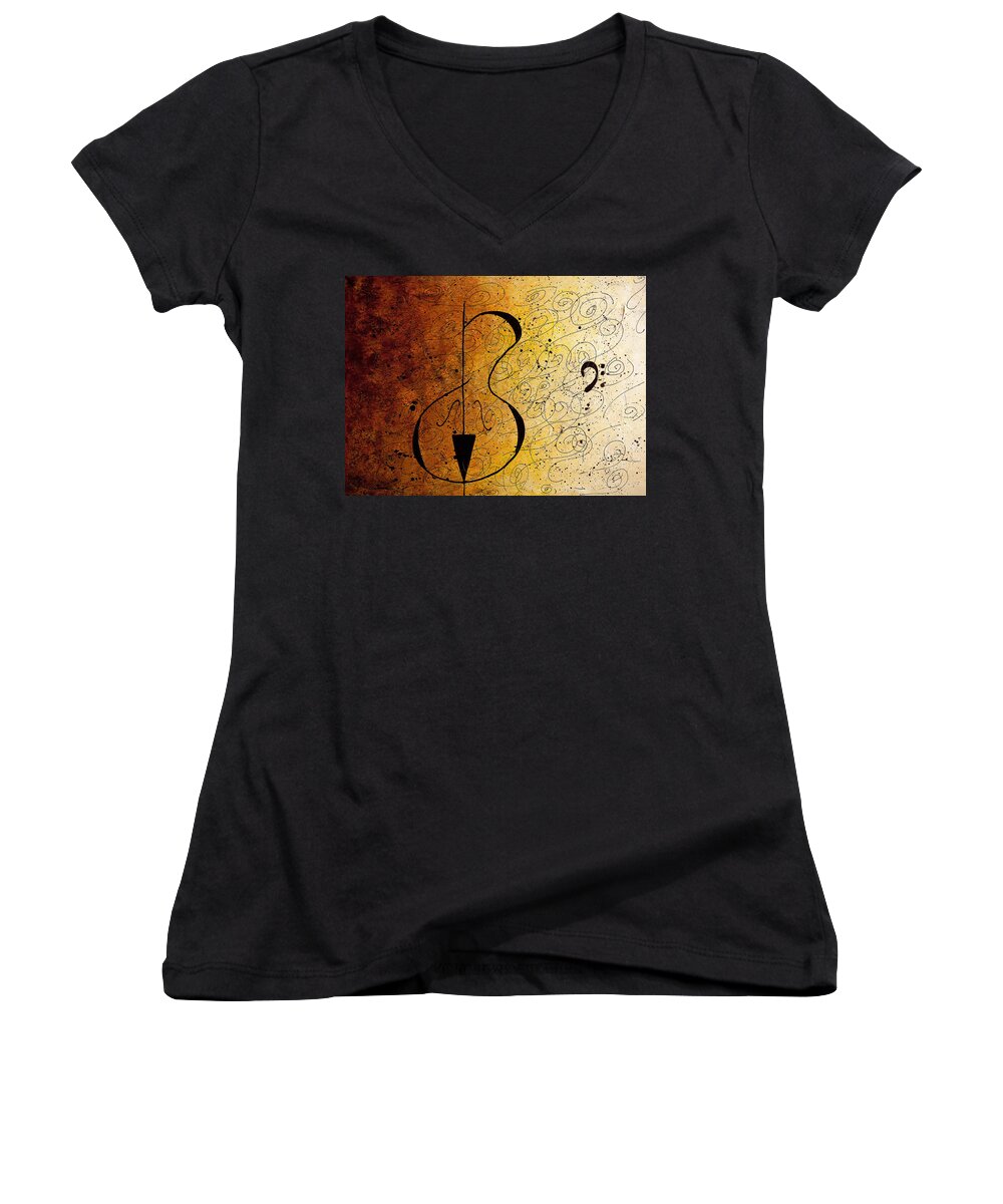 Music Abstract Art Women's V-Neck featuring the painting Suite No. 1 by Carmen Guedez