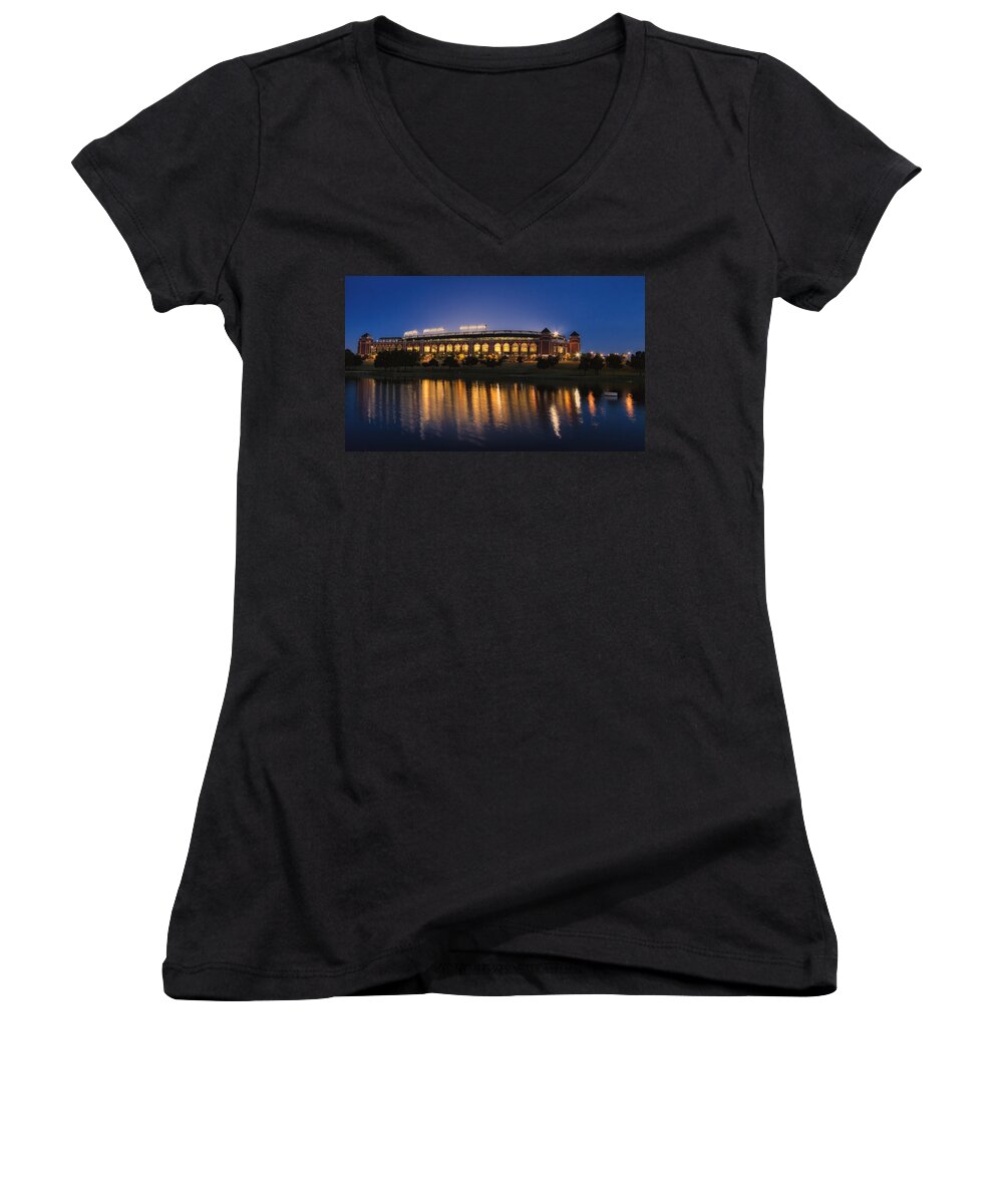 Baseball Women's V-Neck featuring the photograph Summer Nights by Debby Richards