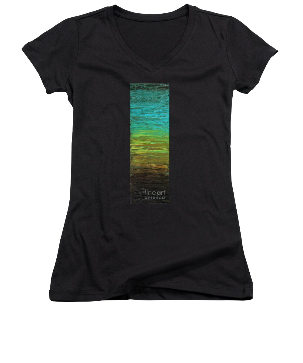 Palette Knife Women's V-Neck featuring the painting Sun Shade 2 by Preethi Mathialagan