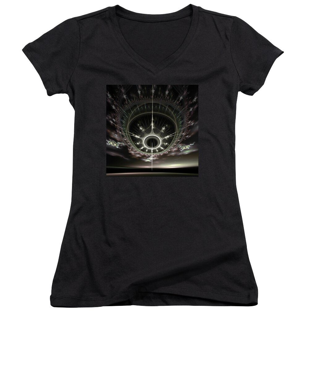 Fractal Women's V-Neck featuring the digital art The Arrival by Richard Ortolano