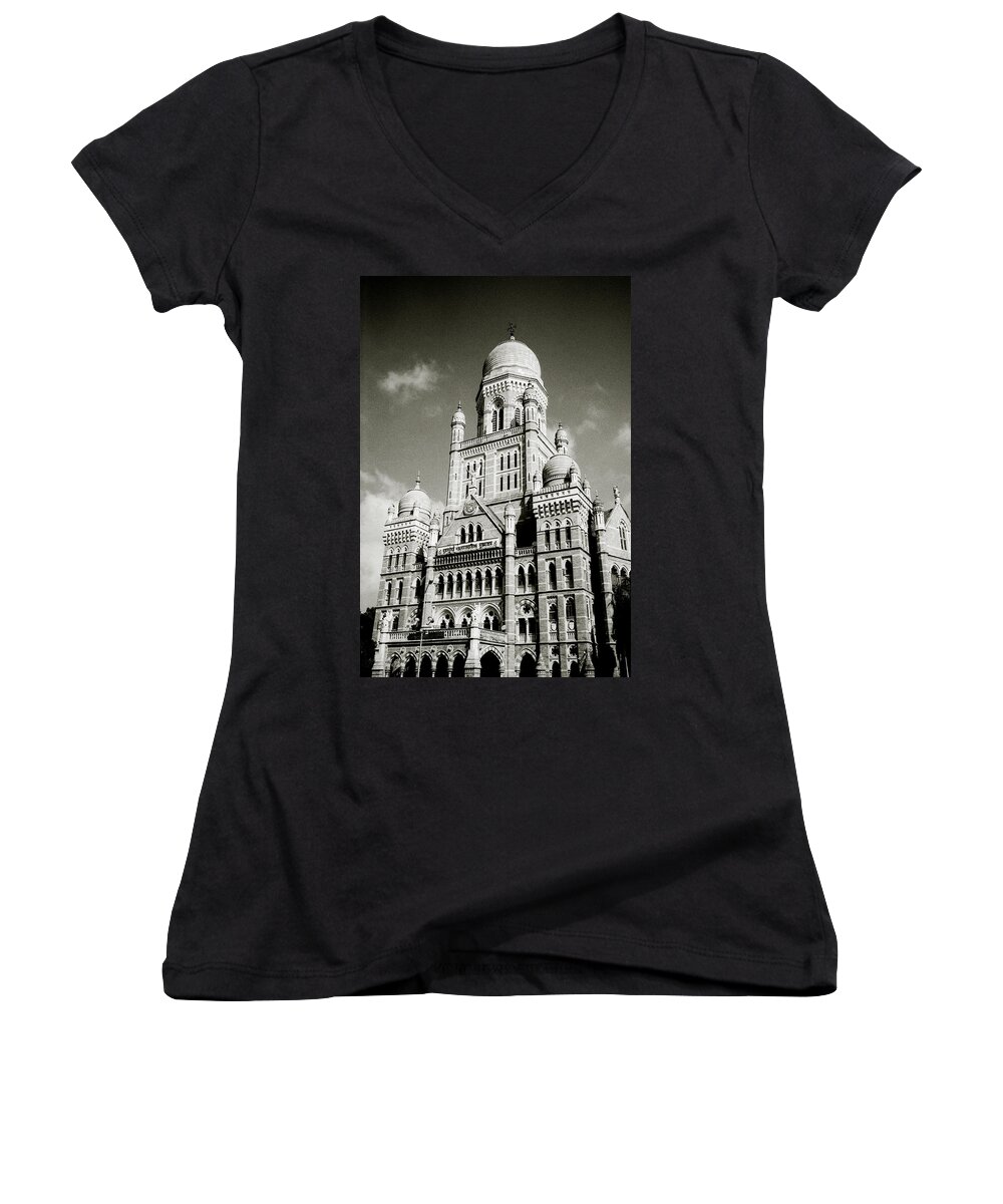 Architecture Women's V-Neck featuring the photograph The Corporation Building Bombay by Shaun Higson