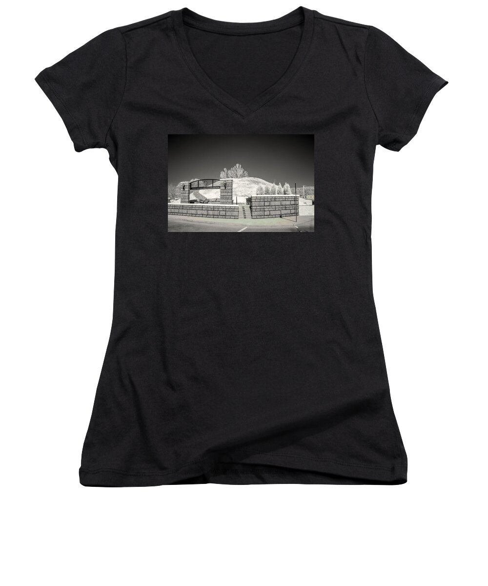 Criel Mound Women's V-Neck featuring the photograph The Criel Mound by Mary Almond