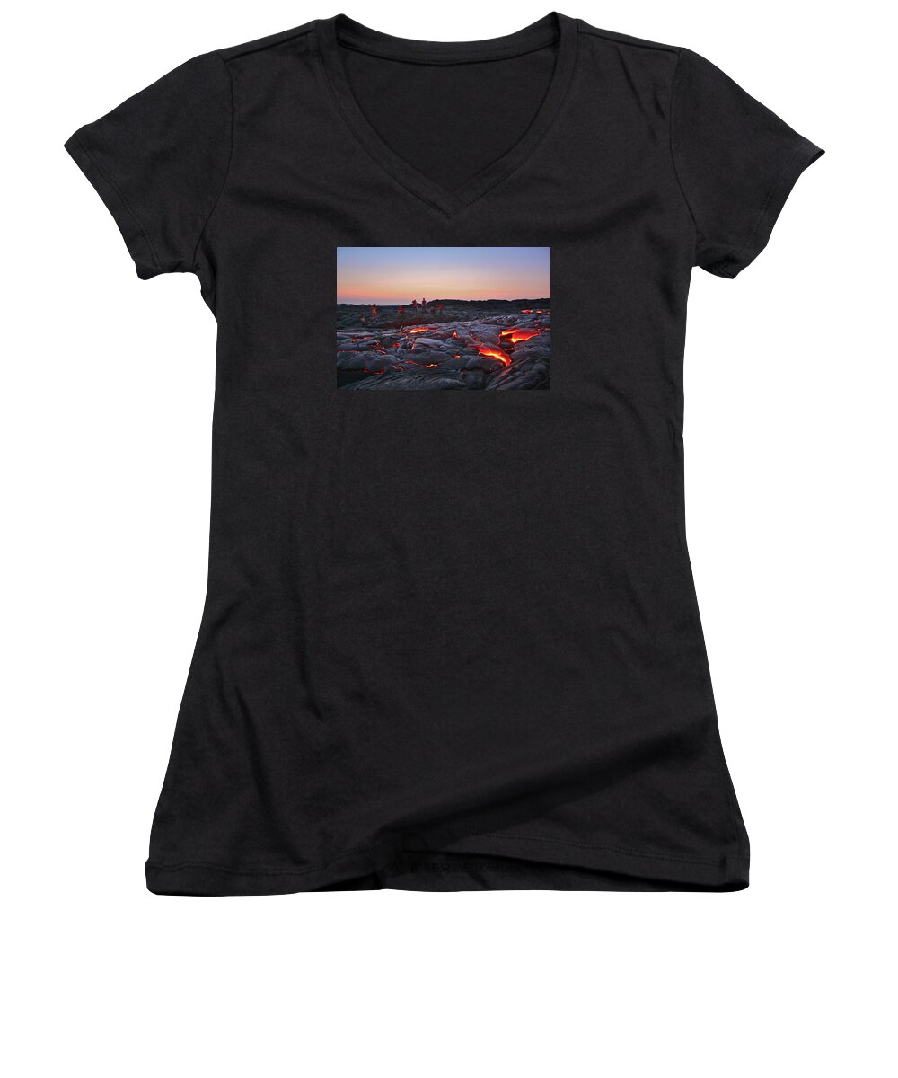 Birth Of Land Women's V-Neck featuring the photograph The Dawn of Time by Venetia Featherstone-Witty
