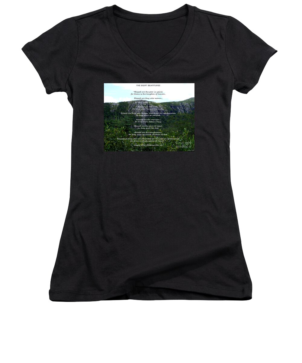 The Eight Beatitudes Women's V-Neck featuring the photograph The Eight Beatitudes by Barbara A Griffin