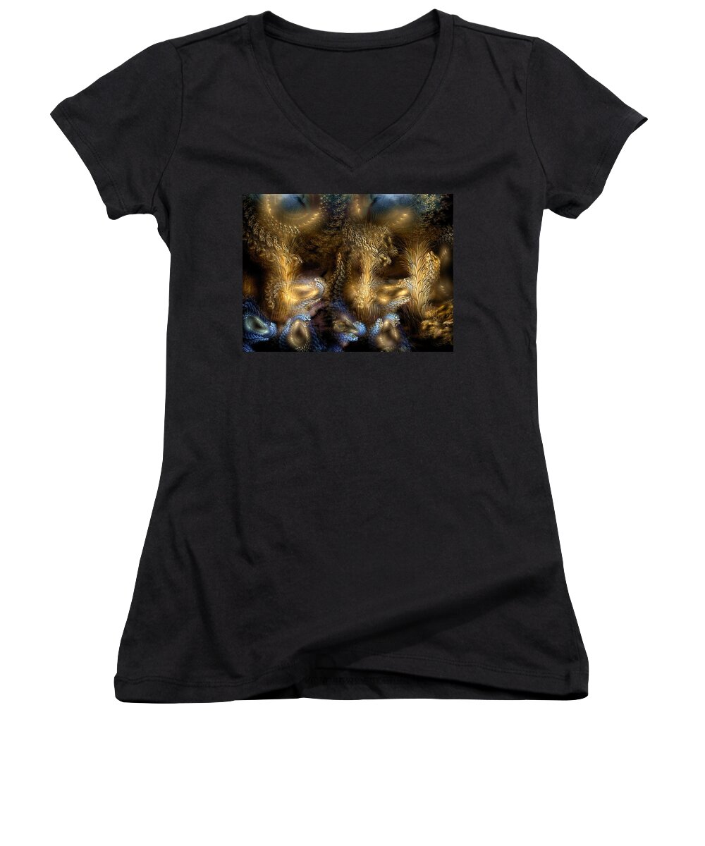 Digital Women's V-Neck featuring the digital art The Far Country by Casey Kotas