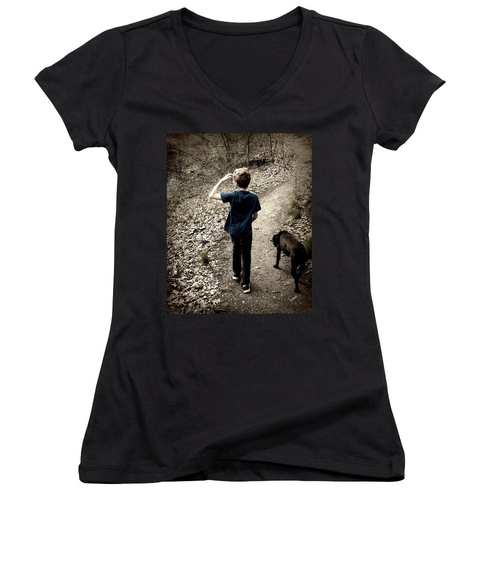Boy Women's V-Neck featuring the photograph The Journey Together by Bruce Carpenter