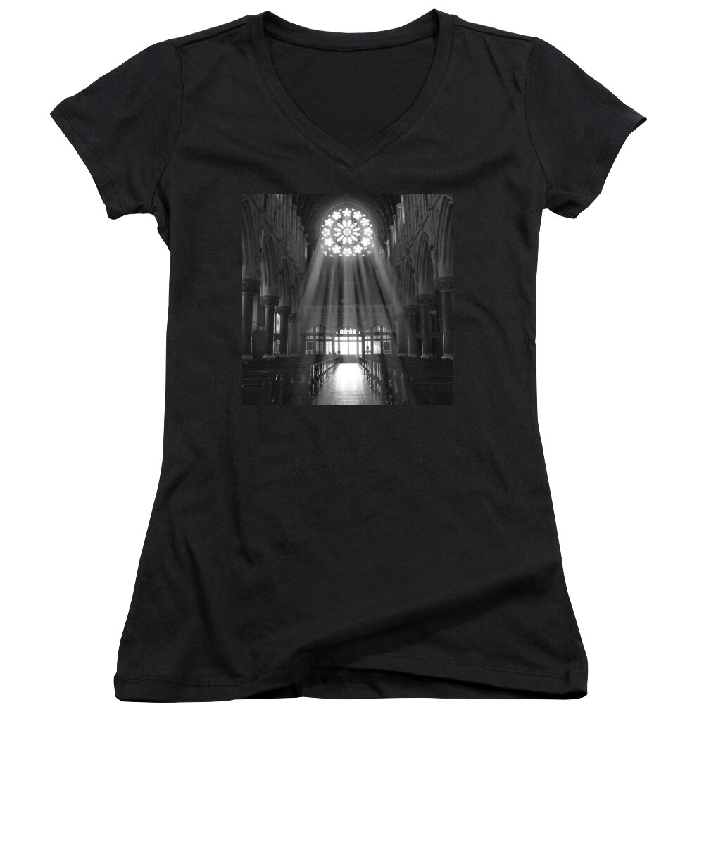 Cathedral Women's V-Neck featuring the photograph The Light - Ireland by Mike McGlothlen