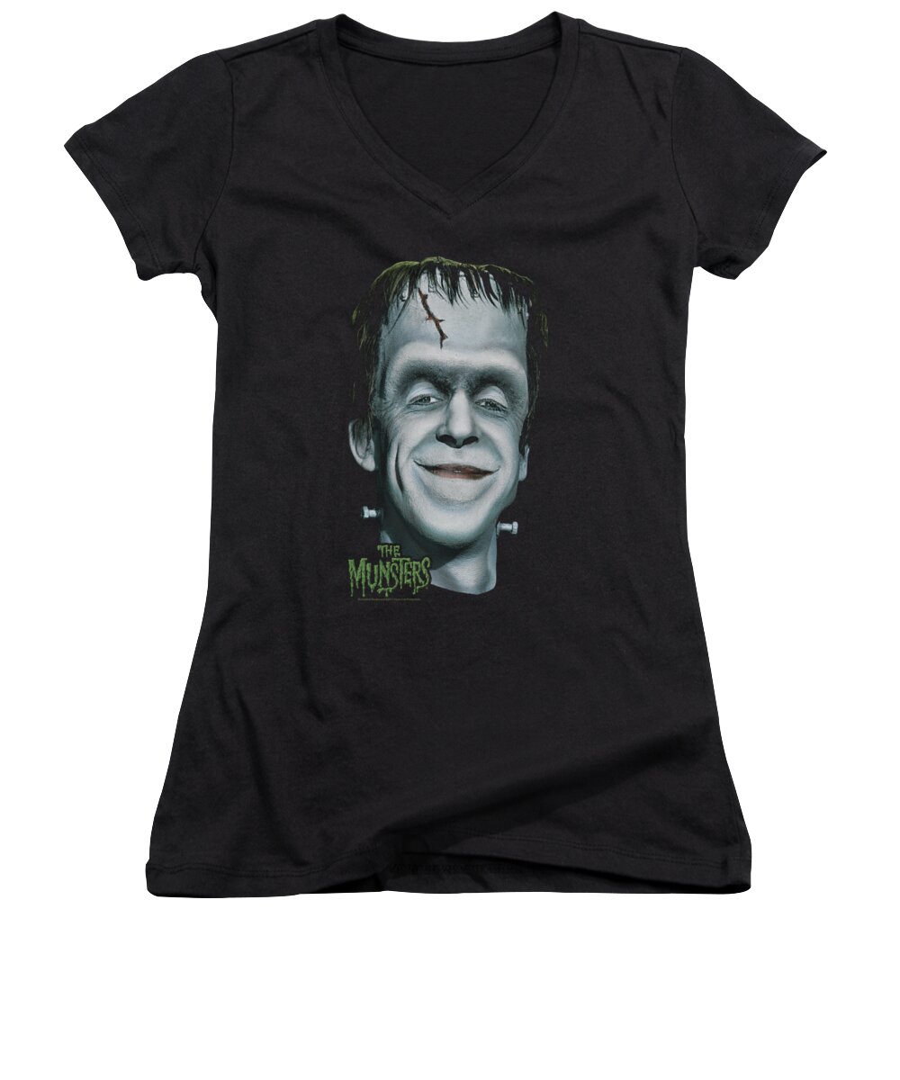 The Munsters Women's V-Neck featuring the digital art The Munsters - Herman's Head by Brand A
