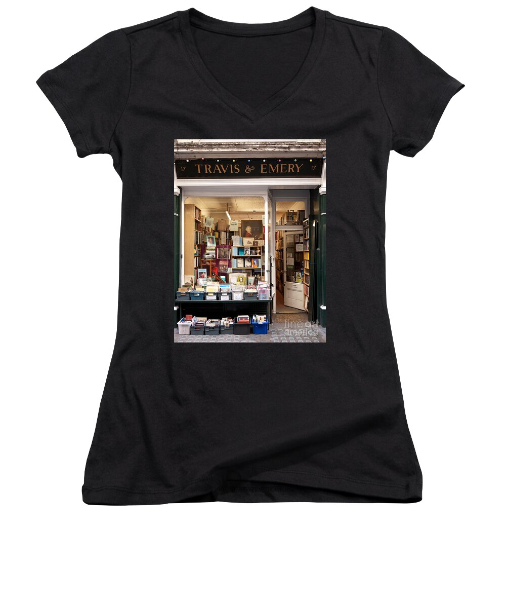 London Women's V-Neck featuring the photograph The Old Bookshop by Rick Piper Photography