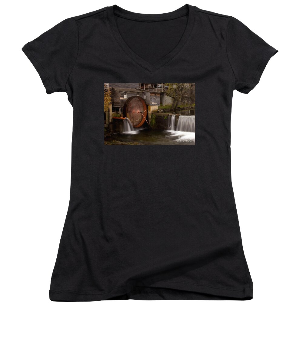 Grist Women's V-Neck featuring the photograph The Old Mill Detail by Douglas Stucky
