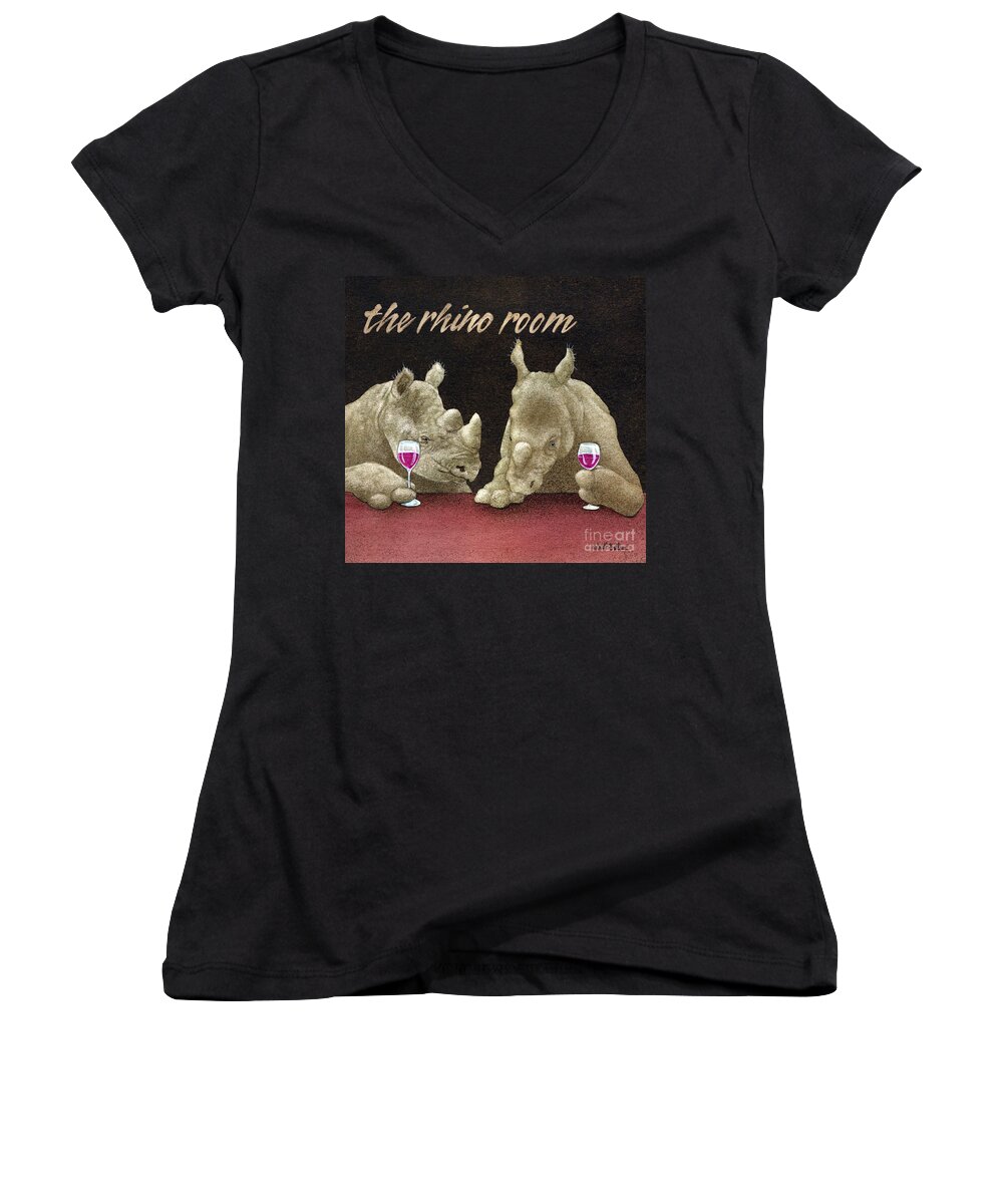 Will Bullas Women's V-Neck featuring the painting The Rhino Room... by Will Bullas