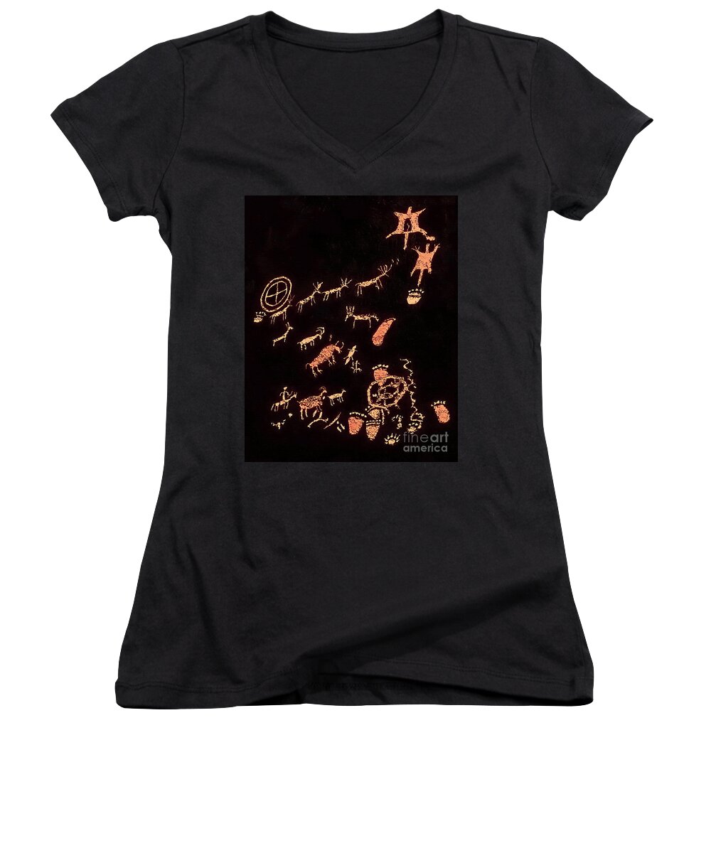 Digital Enhanced Color Photo Women's V-Neck featuring the digital art The Rock That Tells A Story 1 by Tim Richards