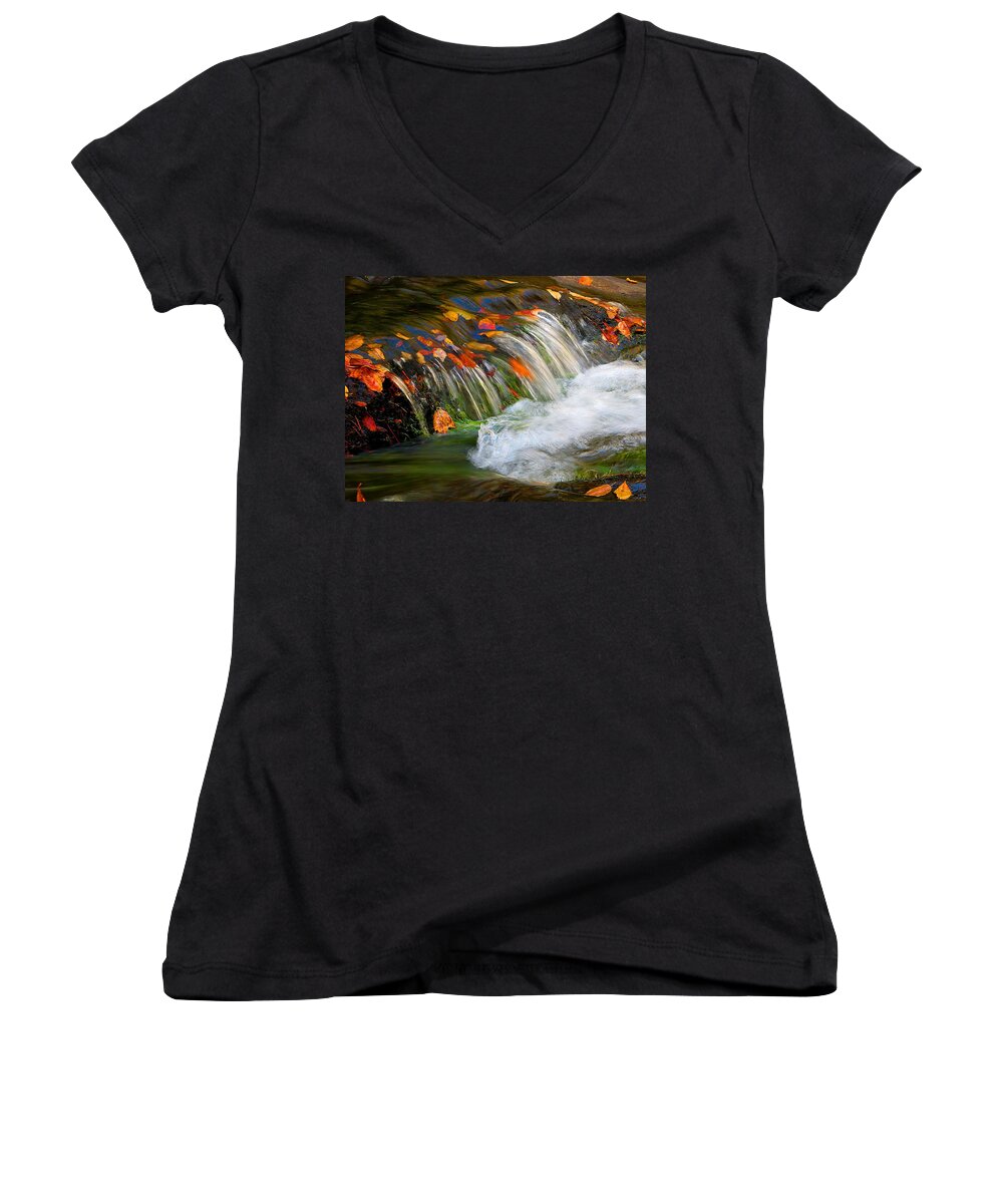 Fall Stream Women's V-Neck featuring the photograph The Stream by Michael Eingle