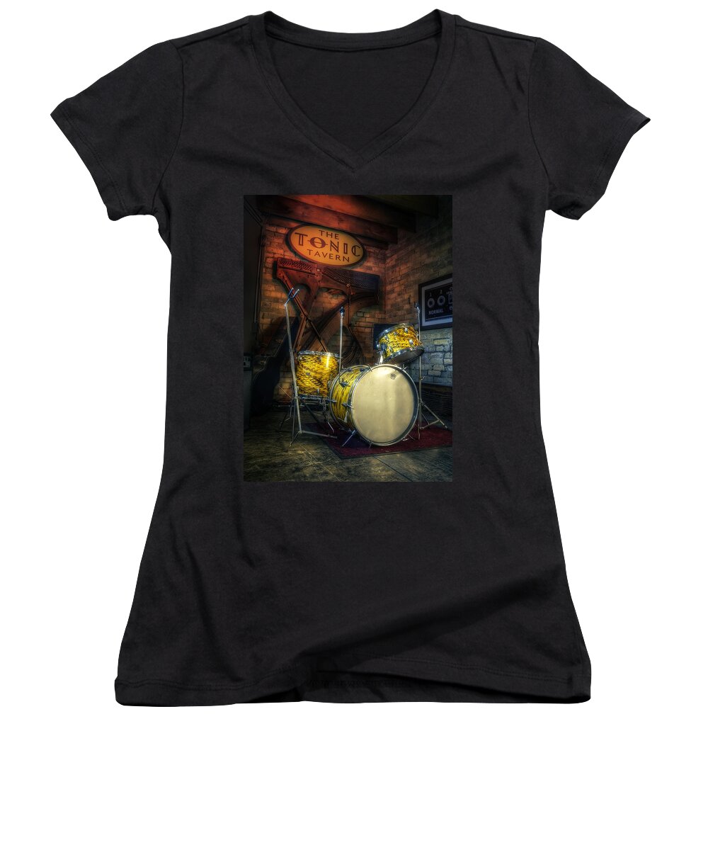 Drums Women's V-Neck featuring the photograph The Tonic Tavern by Scott Norris
