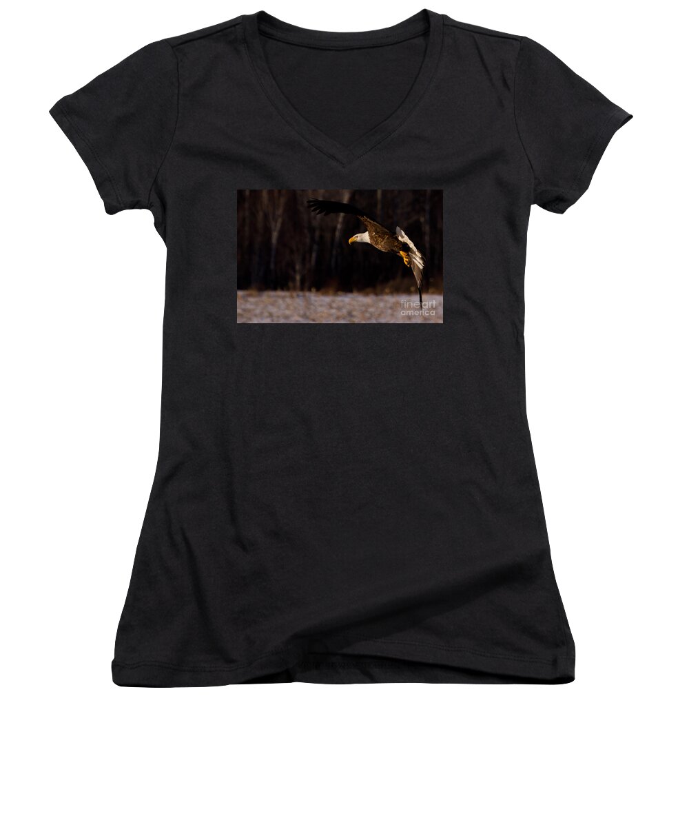 Eagle Women's V-Neck featuring the photograph The Turn by Jan Killian