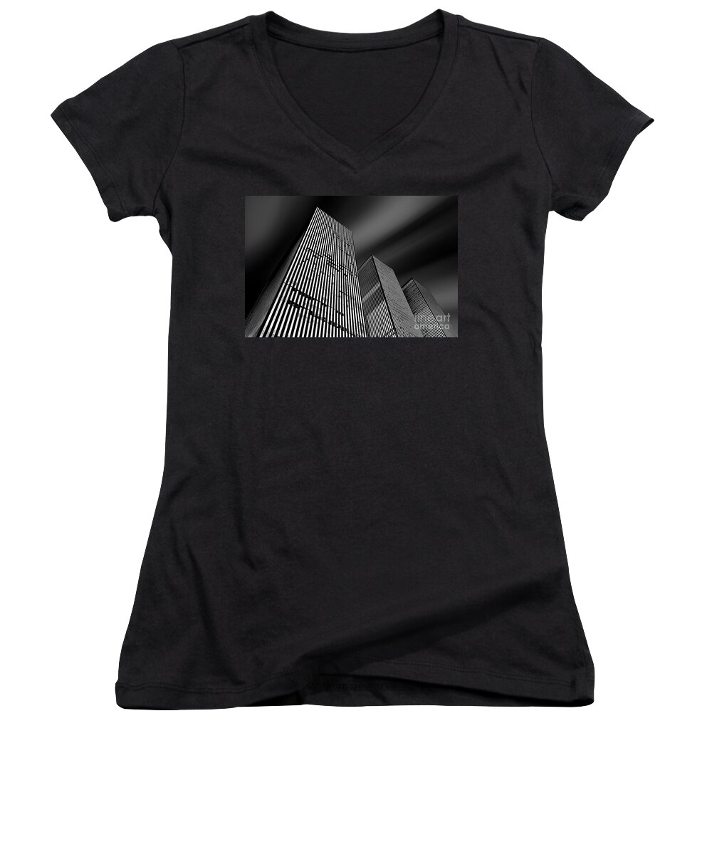 New York City Women's V-Neck featuring the photograph Three Towers by Az Jackson
