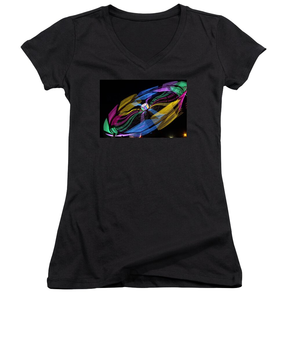 Made In America Women's V-Neck featuring the photograph Tilt A Whirl by Steven Bateson