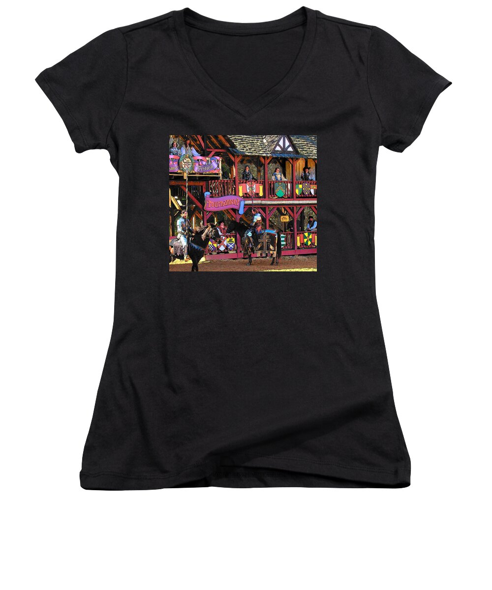 Fine Art Women's V-Neck featuring the photograph Tournament by Rodney Lee Williams