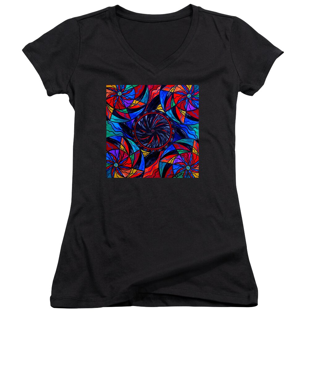Vibration Women's V-Neck featuring the painting Transforming Fear by Teal Eye Print Store